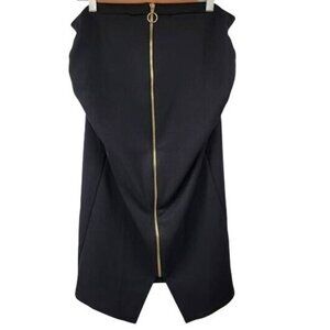 ASOS Women's Black Pencil Skirt Size 10 Maternity Gold Zipper‎ Front New